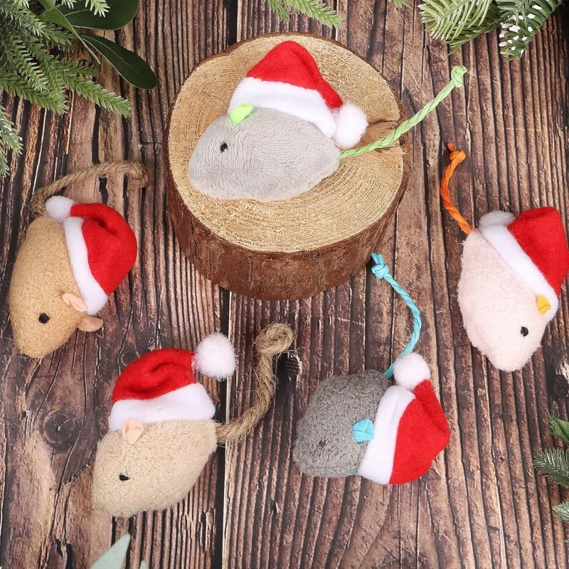 1-5 buah Topi Natal, Mainan Ti - Catnip Interactive Plush Mouse ulasan dan harga