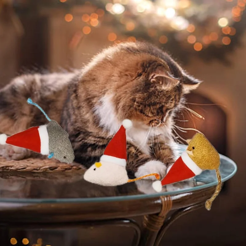1-5 buah Topi Natal, Mainan Ti - Catnip Interactive Plush Mouse ulasan dan harga