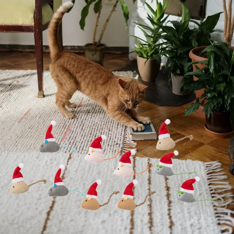 1-5 buah Topi Natal, Mainan Ti - Catnip Interactive Plush Mouse ulasan dan harga